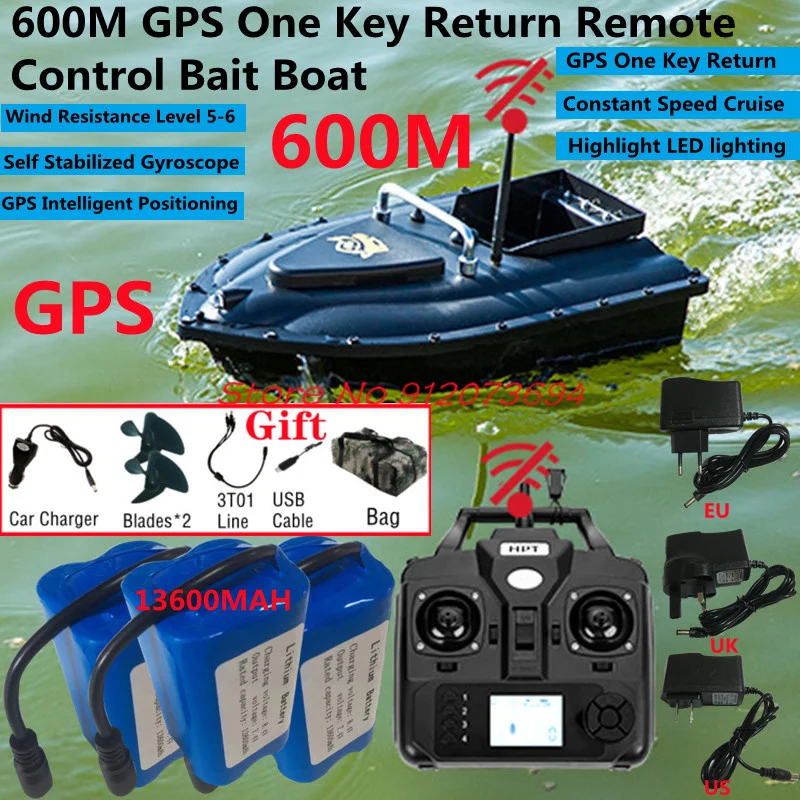 Professional 16 GPS Auto Return Positioning Remote Control Bait Boat 600M Waterproofing High Speed Smart RC Fishing Bait Boat