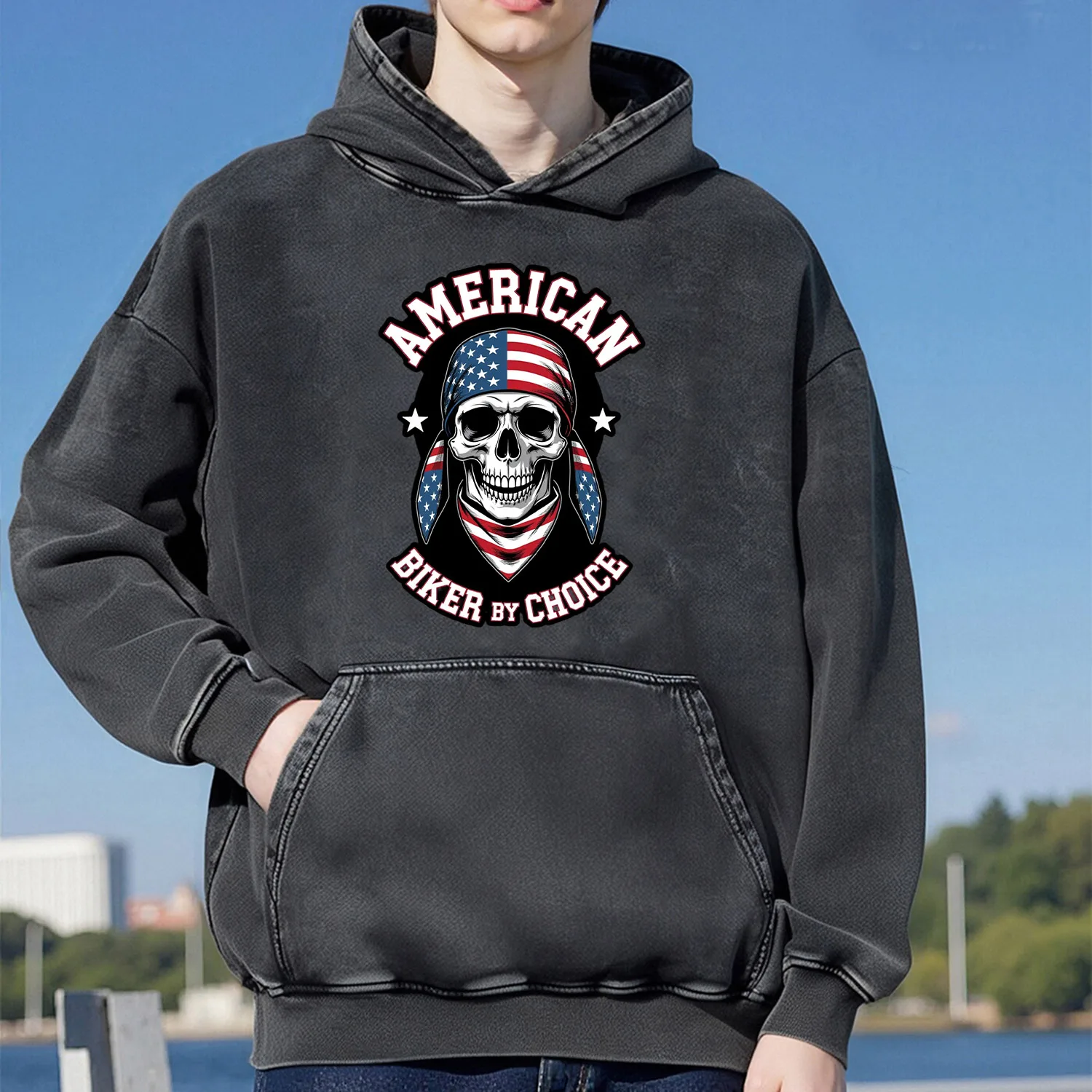 

Толстовка с капюшоном в стиле ретро с черепом, унисекс, повседневный спортивный стиль, изготовленный из чистого хлопка, уличный стиль, 400 г