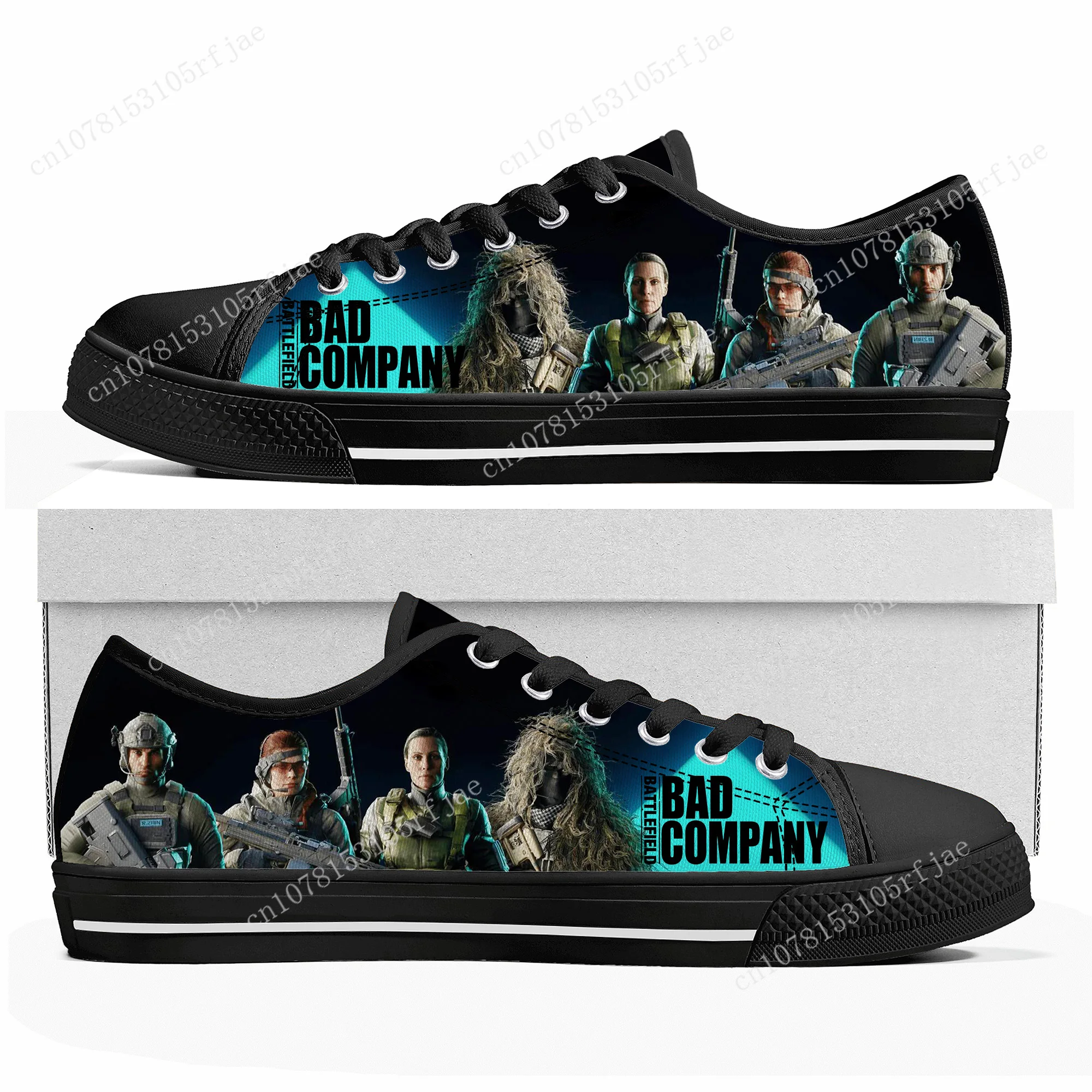 

Battlefield Low Top Sneakers Hot Cartoon Game Womens Mens Teenager High Quality Fashion Shoes Casual Tailor Made Canvas Sneaker