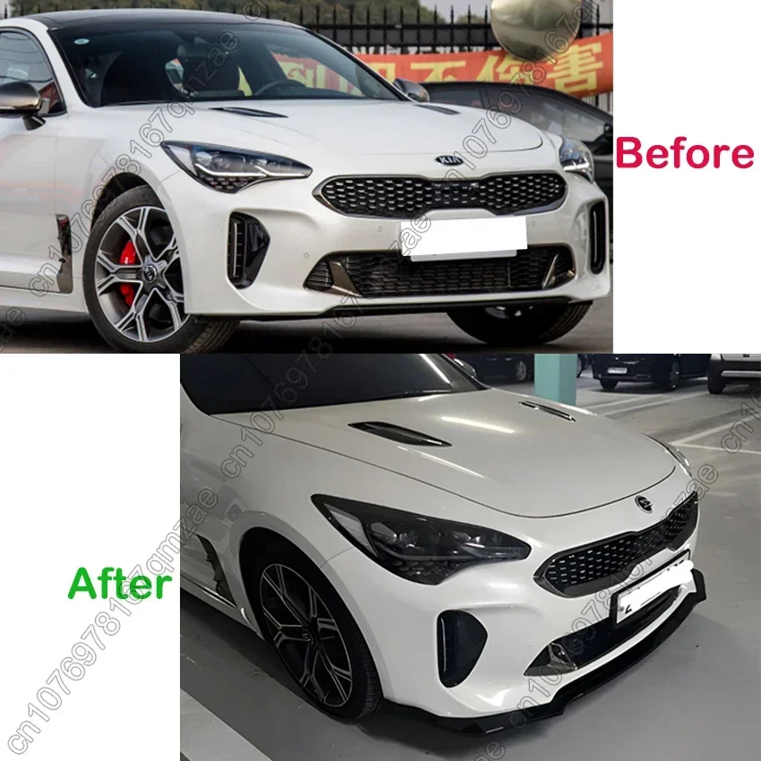 For Kia Stinger GT 2018-2023 Front Bumper Spoiler Lip Lower Body Kit Diffuser Splitter Tuning Guard Body Kit Tuning Gloss Black view 2
