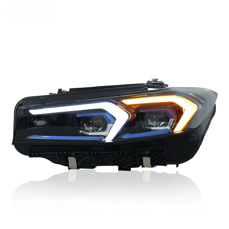 Suitable for 2023-2025 BMW 3 Series G20 headlight assembly modification with blue frame LED dual-color daytime running lights an