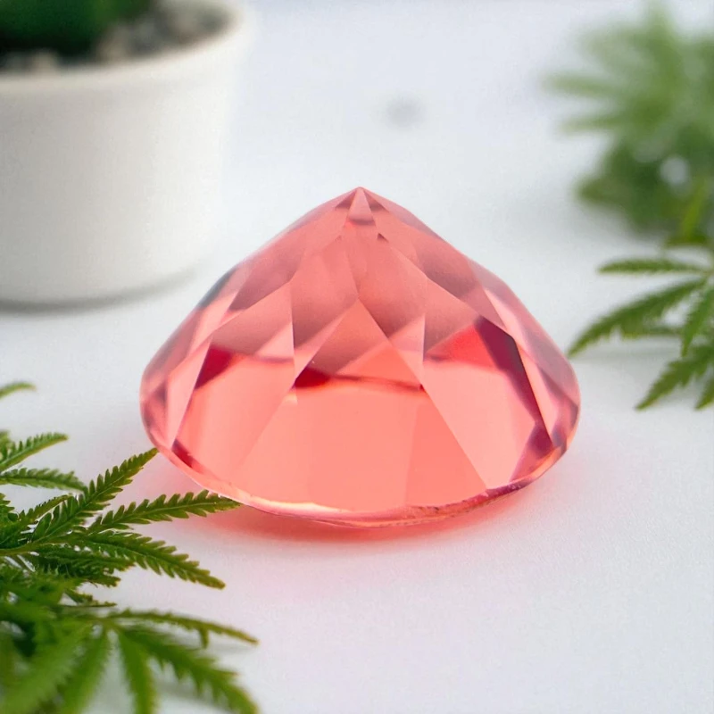 قطع مستديرة مختبر نمت Padparadscha النار لوتس خرز تميمة DIY بها بنفسك صنع المجوهرات قلادة المواد اختيار شهادة AGL #4