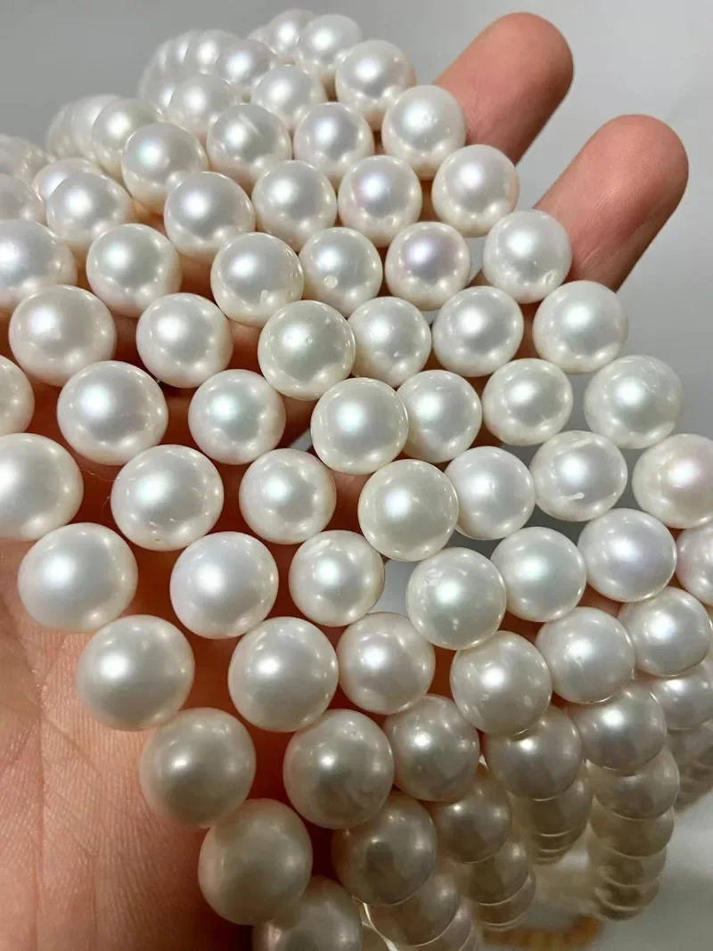 

Elegent Natural 17"12-15mm Genuine White Round Pearl Necklace for Women Jewelry Wedding Party 925 Sterling Silver