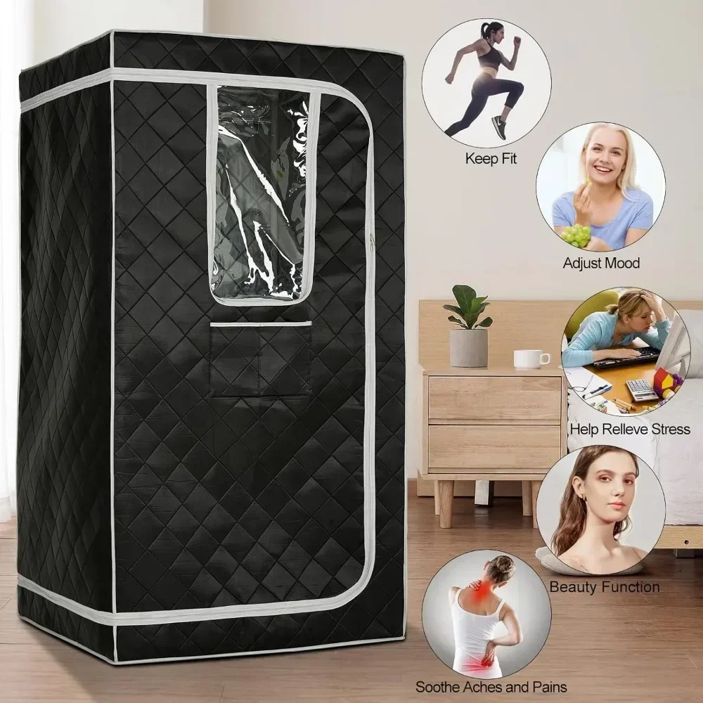 Steam Sauna Room, 4L Large Steamer, Single Person with Time and Temperature Remote Control 33.9 