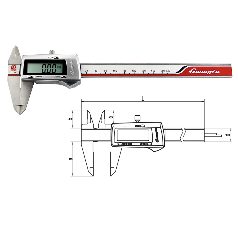 Guanglu Hard metal shell Digital calipers,zero setting at any position,mm/inch,0-150/200/300mm