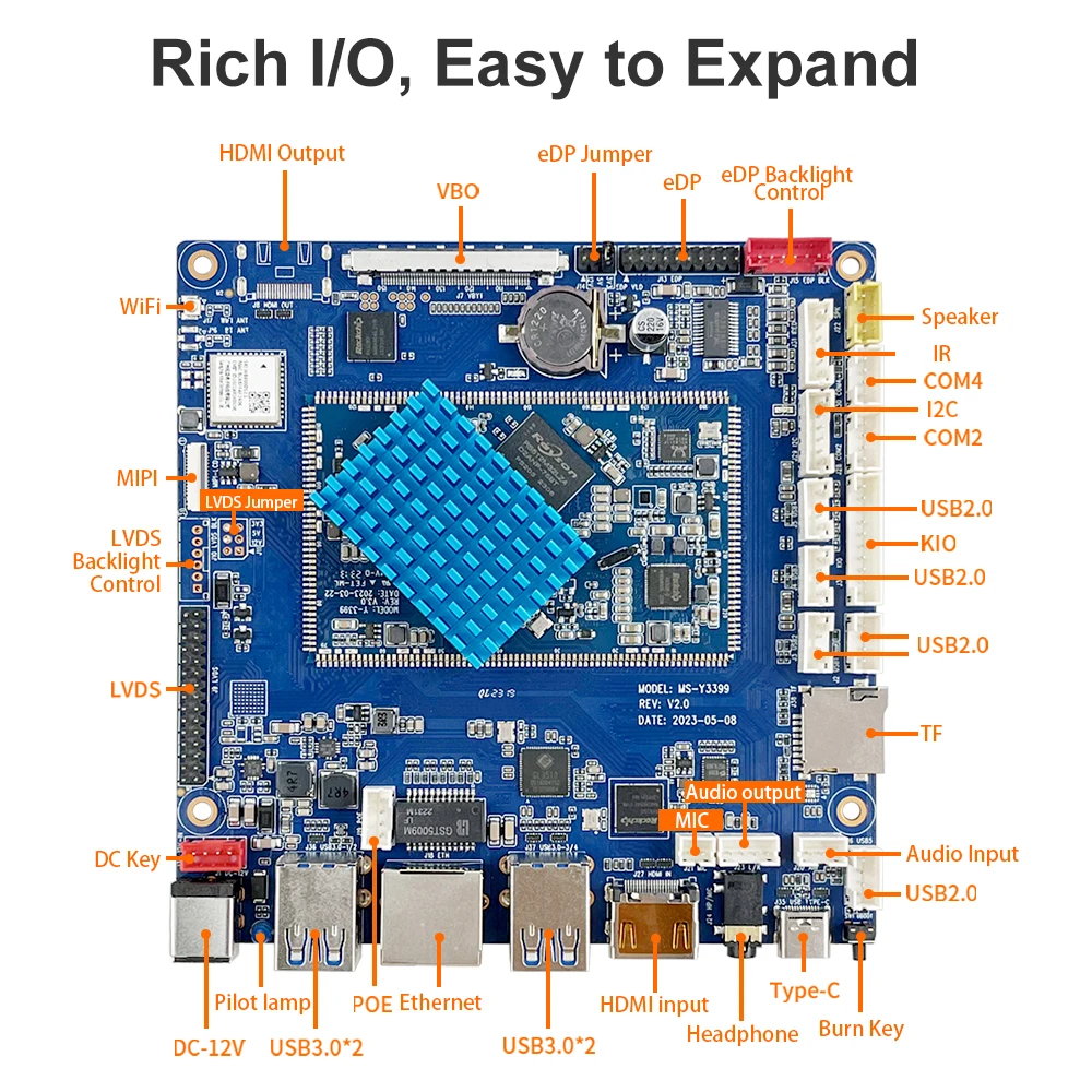 Placa base Android Liontron Rk3399, puerto de red gigabit de seis núcleos, USB 3,0, verdadera decodificación 4K, placa de desarrollo del sistema Linux RS485