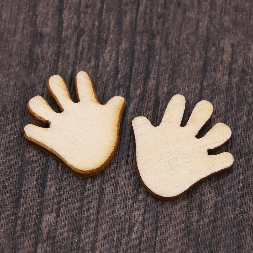 

50pcs 'S Diy Craft Accessories Cartoon Palm Shape Wooden Pieces For Crafts Handmade Decorations Art Projects Wooden