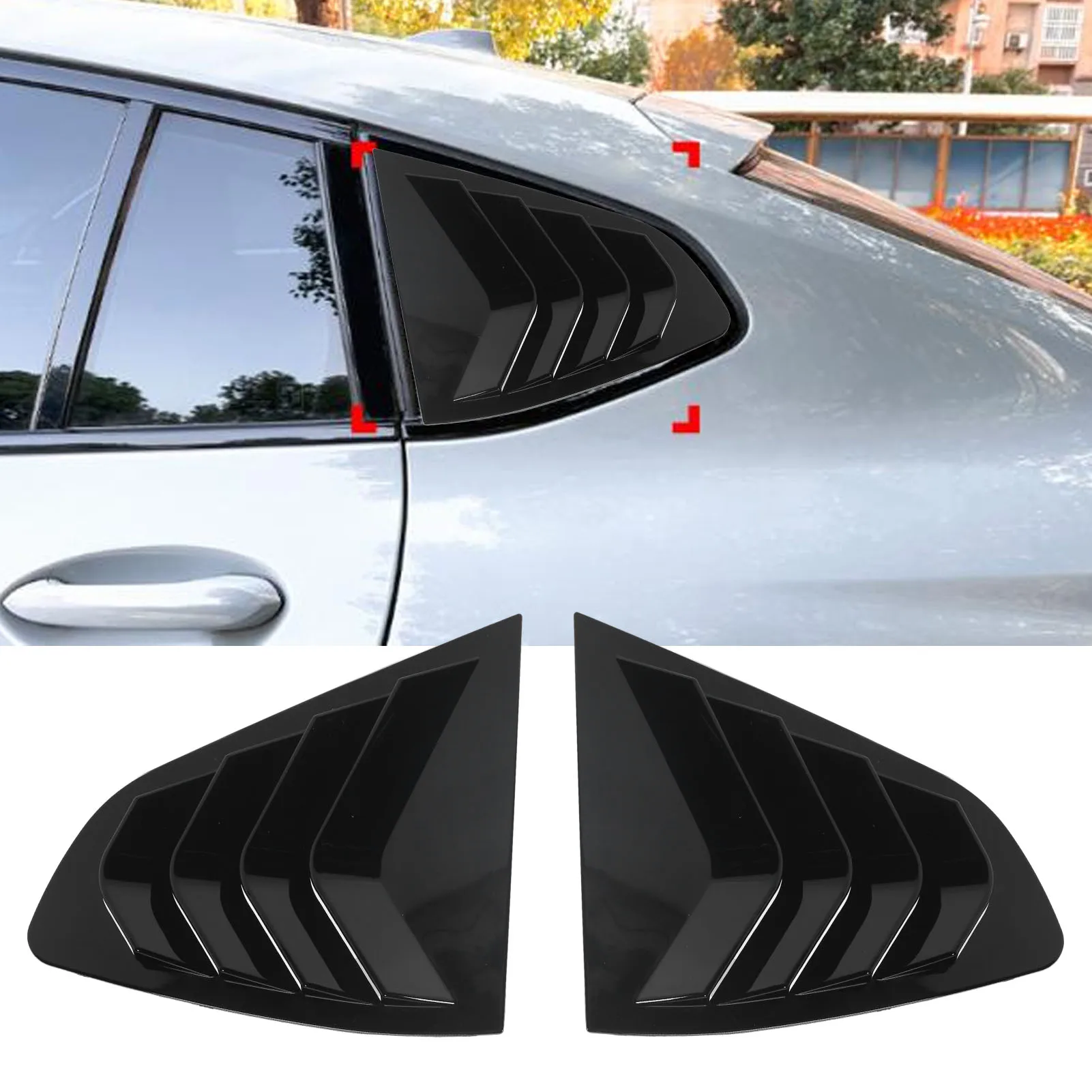 2PCS Rear Window Shutter Cover Left Right Improve Streamline Elegant Window Louvers Scoop Cover Blinds For X4 G02 2018 Onwards