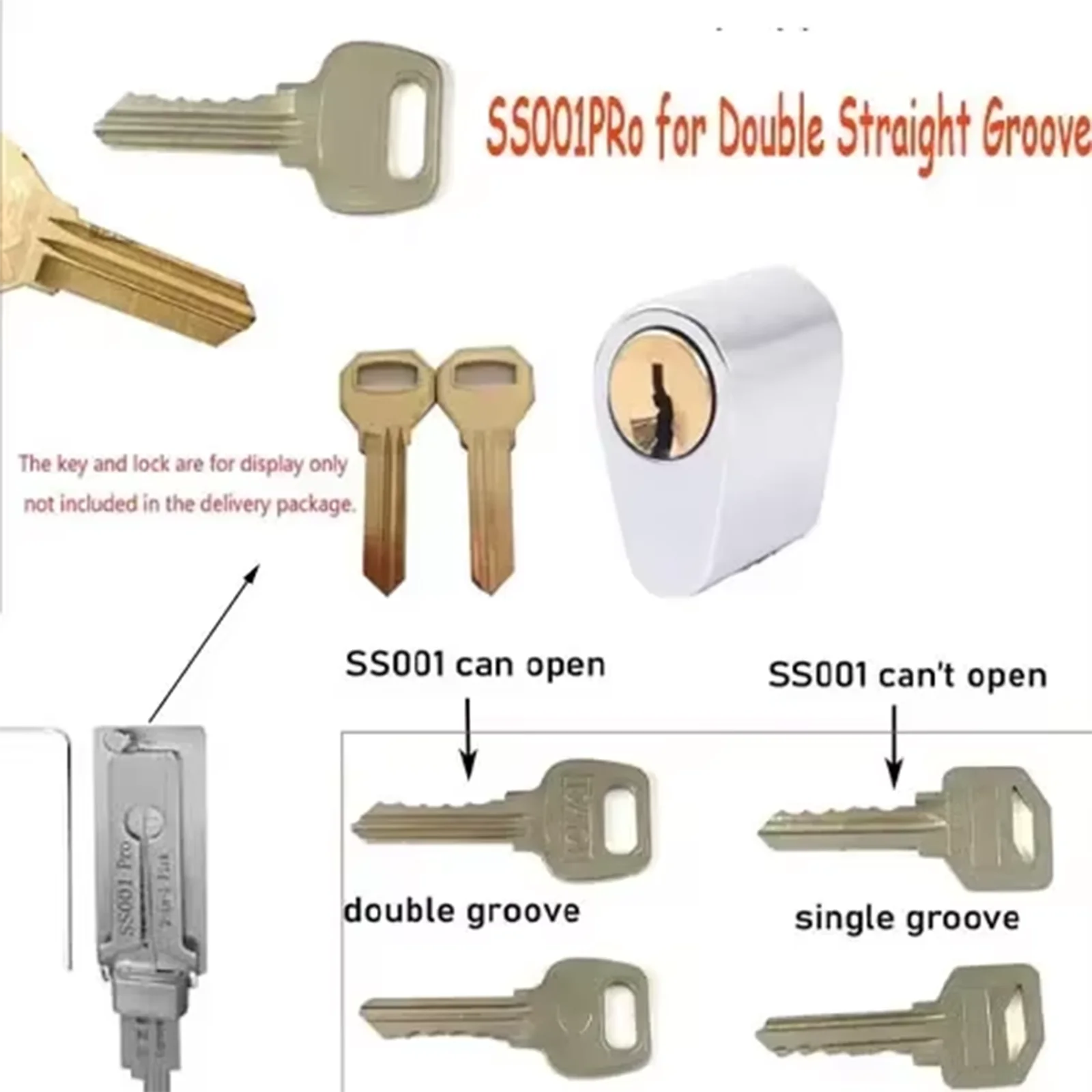 

1Pcs Stainless Steel Locksmith Tools 2 in 1 Precision Key Home Door Civil Locks Decoder SS001Pro SS002Pro Locksmith Master Key