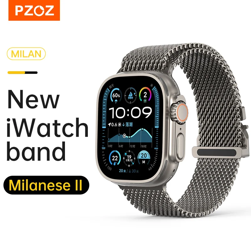 Титановый ремешок PZOZ для Apple Watch 10 9 8 7 6 SE 5, ремешок для часов iWatch Series, ремешок 42 мм, 44 мм, 45 мм, 49 мм, 38 мм, 40 мм