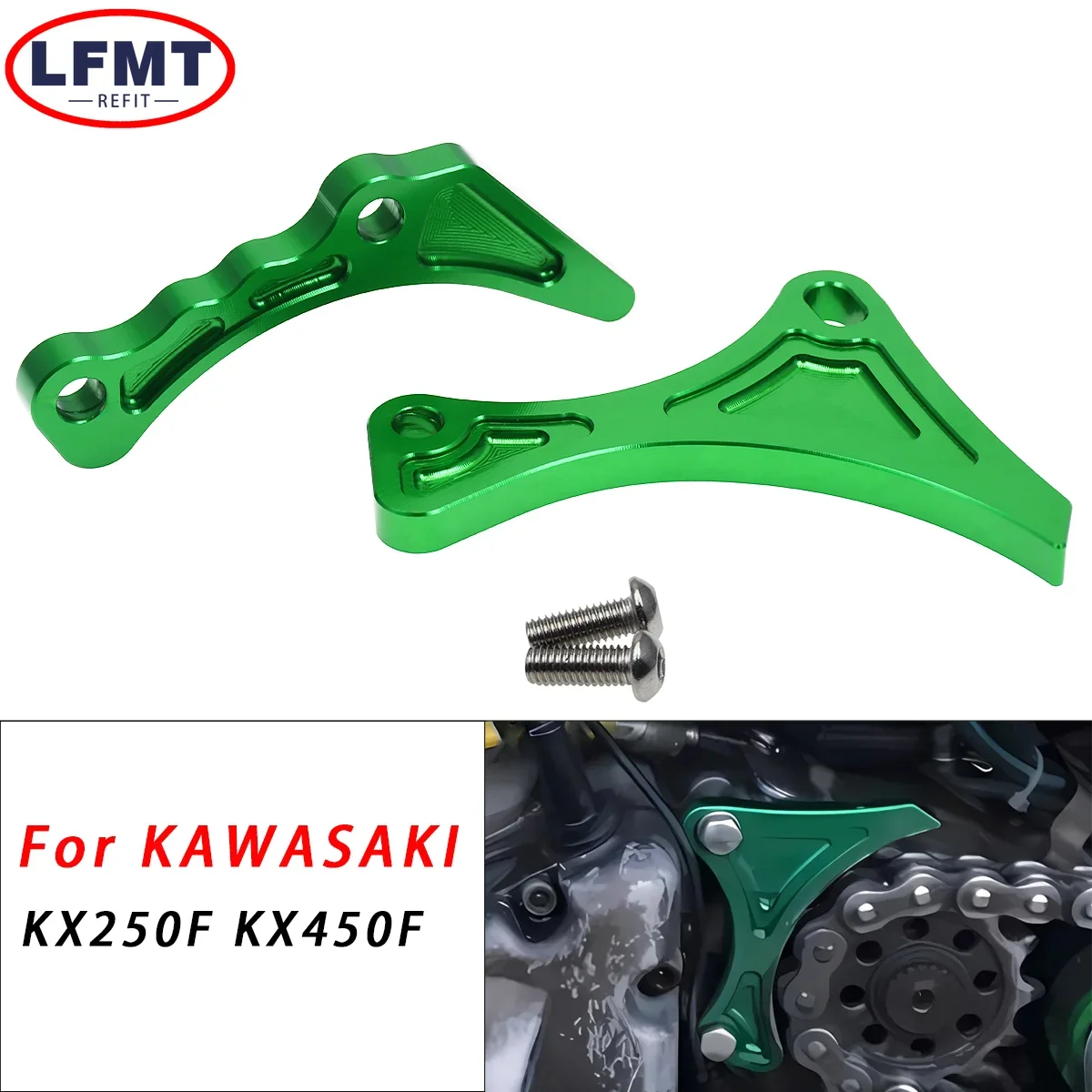 Motorcycle CNC Case Saver Engine Protector Guard Cover Chain Sprocket Cover For Kawasaki KX250F KX450F 2004-2015 2016 Dirt Bike