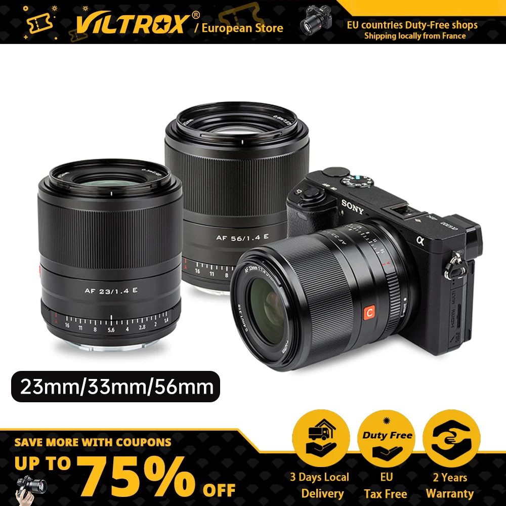 VILTROX 23mm 33mm 56mm F1.4 Sony E Lens Auto Focus Large Aperture APS-C Camera Vlog Lens for Sony E Mount Camera Lenses A6700