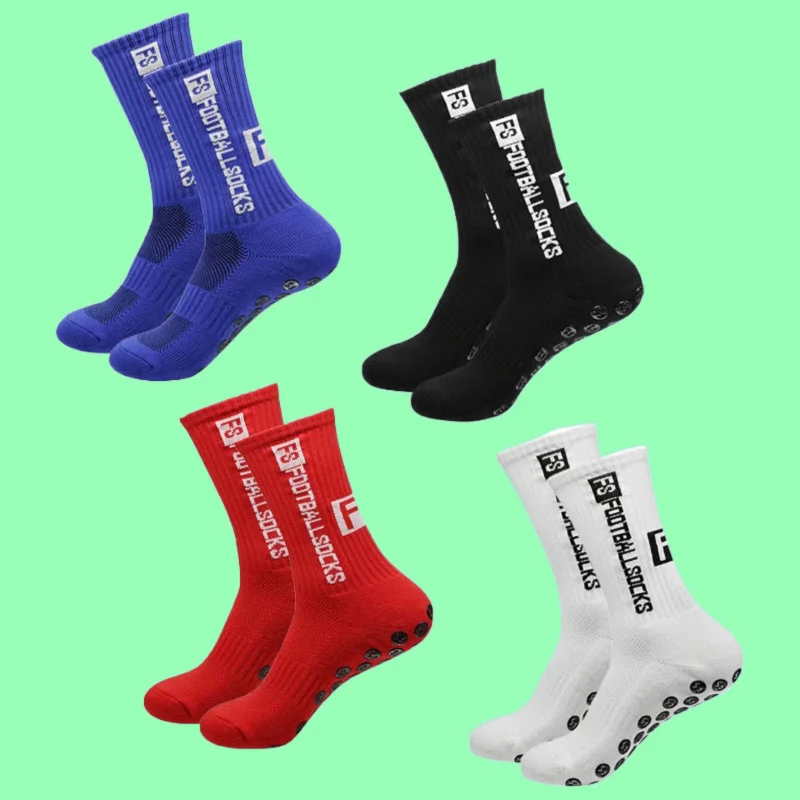 

4 Pairs New High Quality Soccer Socks Sports Grip Socks Anti-slip Basketball Socks Spot Rubber Anti-slip Cotton Soccer Socks