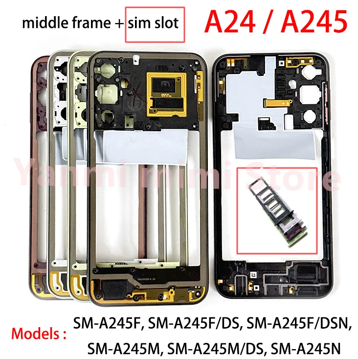 

NEW A24 For Samsung Galaxy A24 A245 Housing Phone Middle Frame Chassis cover shell Case Side Buttons sim slot tray Replacement