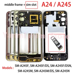 NEW A24 For Samsung Galaxy A24 A245 Housing Phone Middle Frame Chassis cover shell Case Side Buttons sim slot tray Replacement