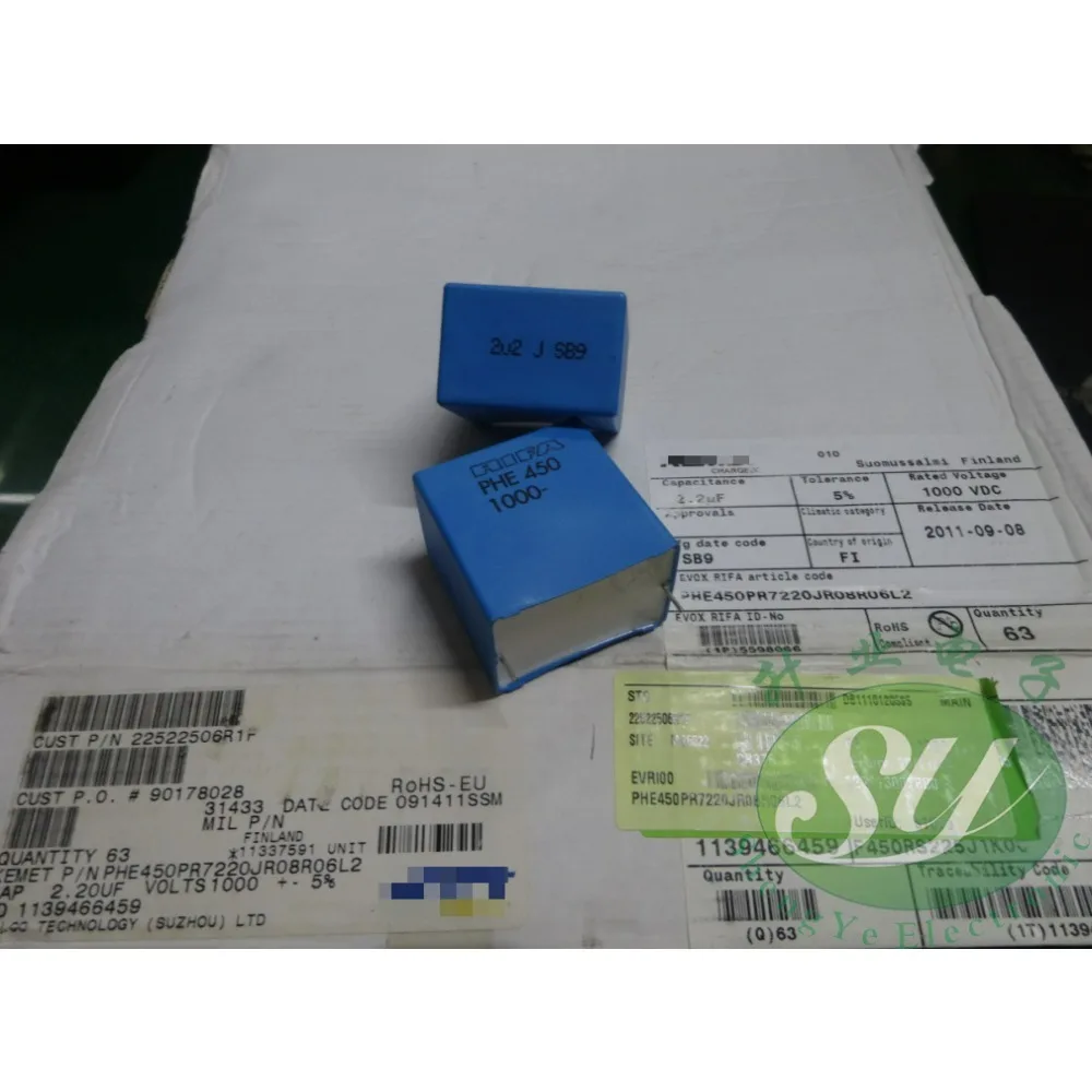 

2.2uf/1000v 2u2 225 brand-new 38mm film capacitor PHE450PR7220JR08R