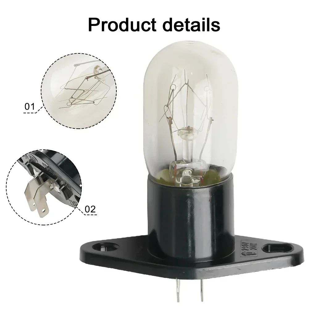 Bulb Microwave Ovens Bulb Accessories 2A 250V Black & Clear Microwave Parts Bulb And Base Cannot Be Disassembled