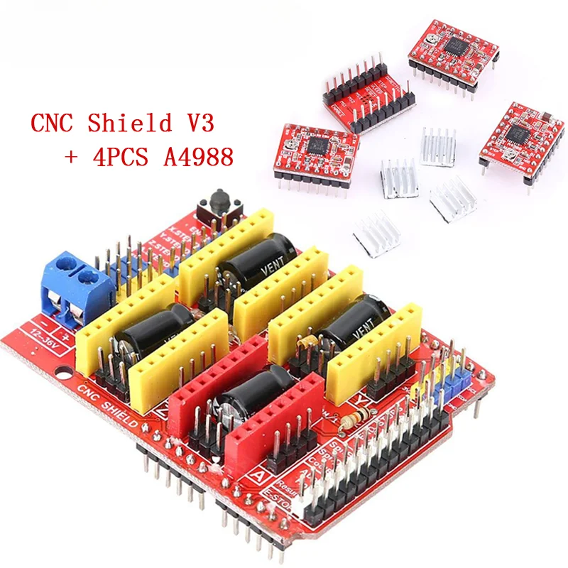 CNC Shield V3 3D/ 4 pcs 4 pcs Stepless Engine A4988 Extension Card for Arduino CNC Kit