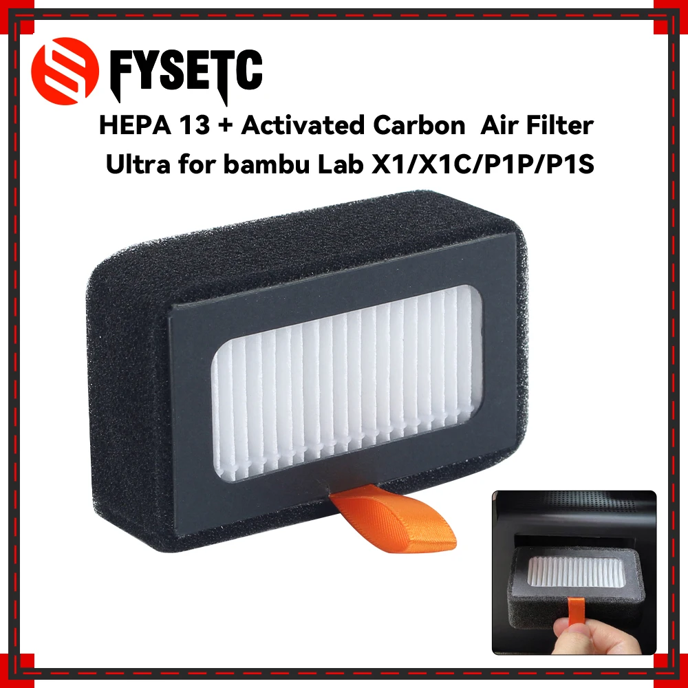 

For Bambu Lab X1/X1C/P1P/P1S HEPA 13 + Activated Carbon Air Filter Ultra Activated Carbon Layer And Durable For 3D Printer Parts