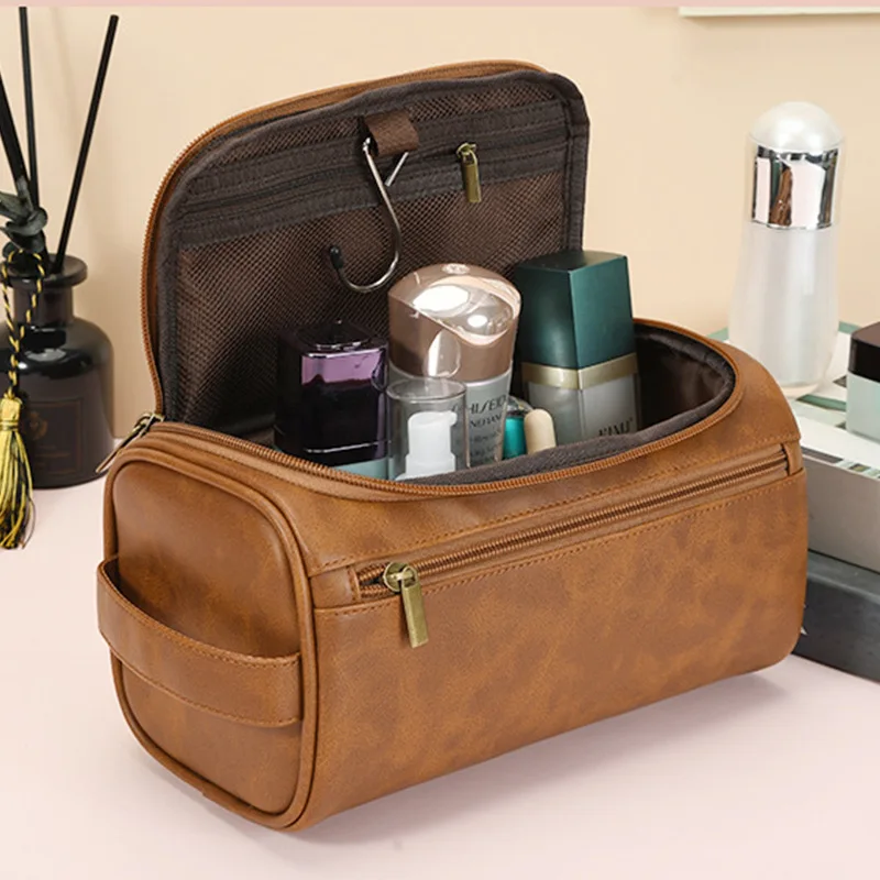 2025 Men Vintage Luxury Toiletry Bag Travel Necessary Business Cosmetic Makeup Cases Male Hanging Storage Organizer Wash Bags