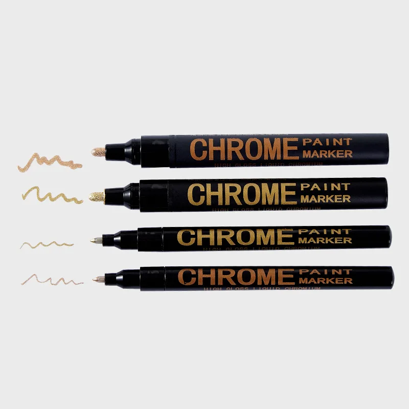 1pcs Chrome Mirror Marker Pen 0.7/1mm DIY Reflective Paint Pen Permanent Gold SILVER Marker Touch Up, Model Painting, Marking
