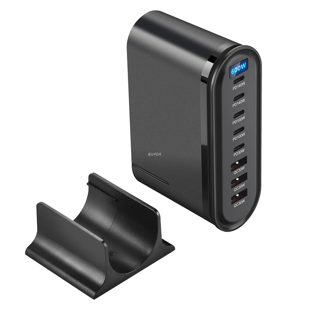 NEW 600W GaN Desktop Fast Charger LED Display 8 Ports PD Type C USB Fast Charging Station Adapter For iPhone/Samsung/Xiaomi/iPad