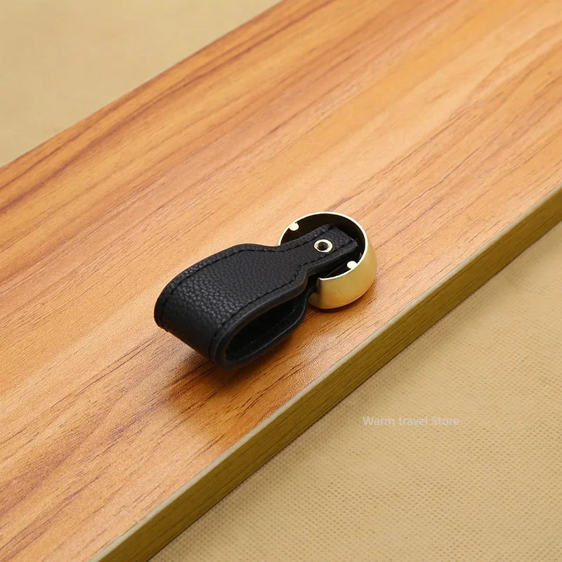 1 PCS Leather Handle Bag Handle Drawer Door Knob Brown Black Furniture Handle Hardware Decoration Zinc Alloy Cabinet Dresser