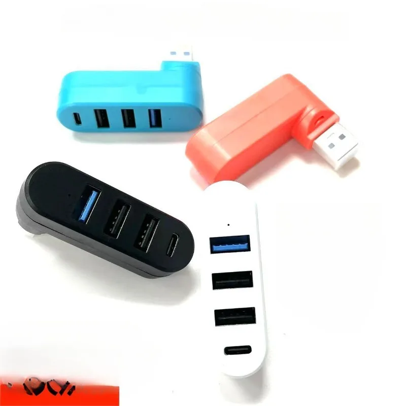 

2 шт. Mini 180 ° Вращающийся USB-хаб на 4 порта (USB 3.0/2.0) Type-C для высокоскоростной передачи данных, адаптер-разветвитель для ноутбуков, MacBook, ПК