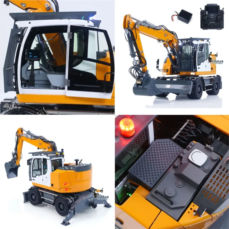 Metal LR914 PRO MAX 4WD 1/14 RC Hydraulic Wheeled Excavator 11-ways Valve RTR Radio Controlled Digger PL18EV Lite Battery Light