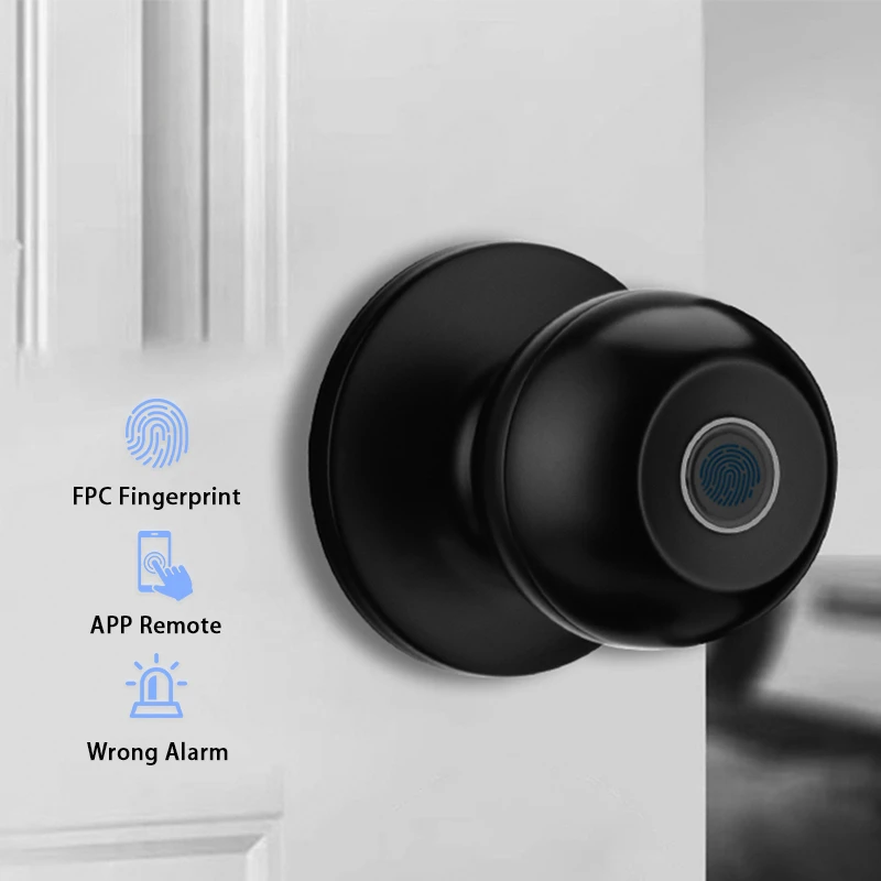 Biometric Fingerprint smart knob Tuya TTlock bluetooth smart door knob with APP Keyless electric smart door knob lock