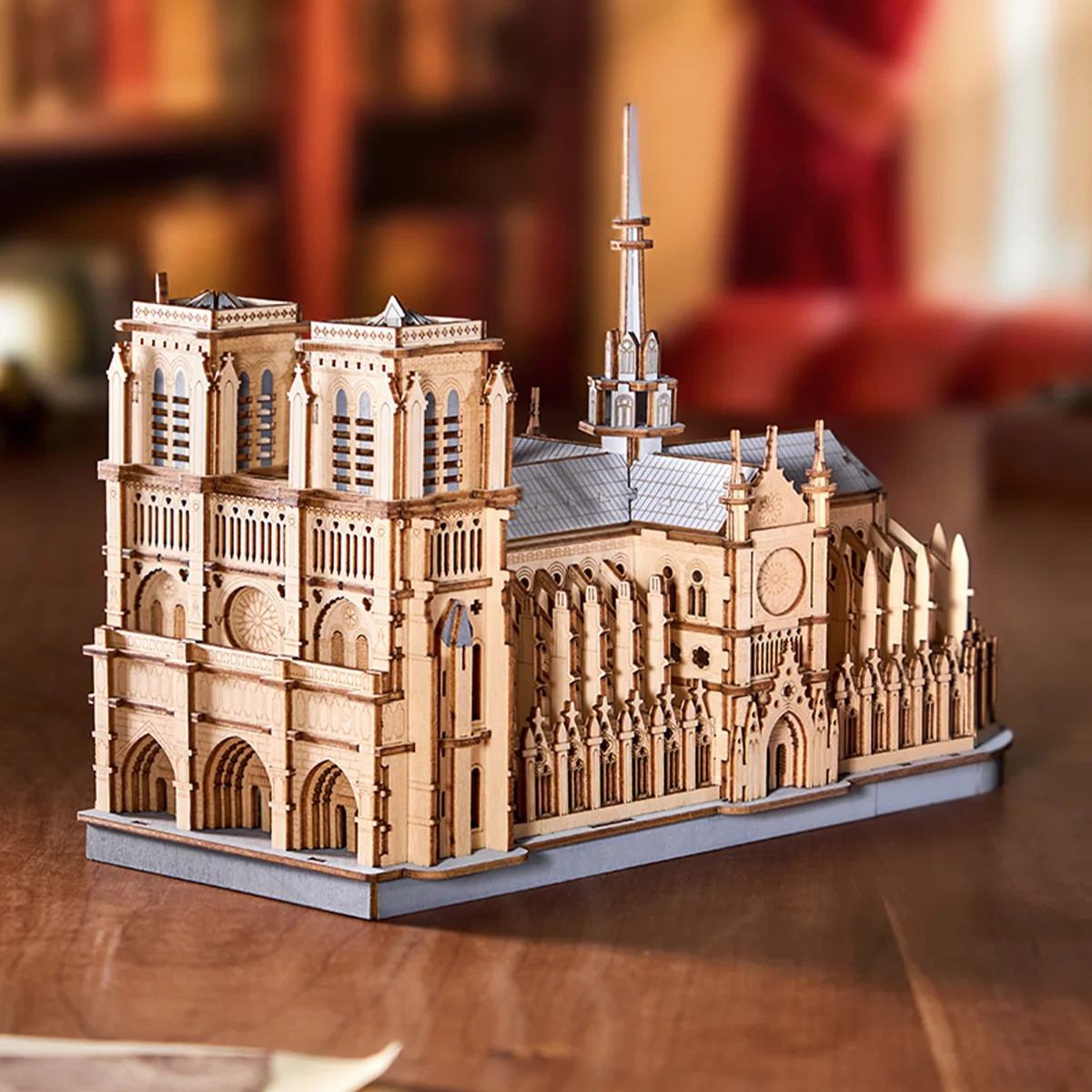 Robotime Katedra w Paryżu Puzzle 3D Drewniane Duma Wyświetlania Skala Laserowo Cięty Drewniany Model Zestaw Prezent dla Miłośników Architektury Dzieci Dorosłych