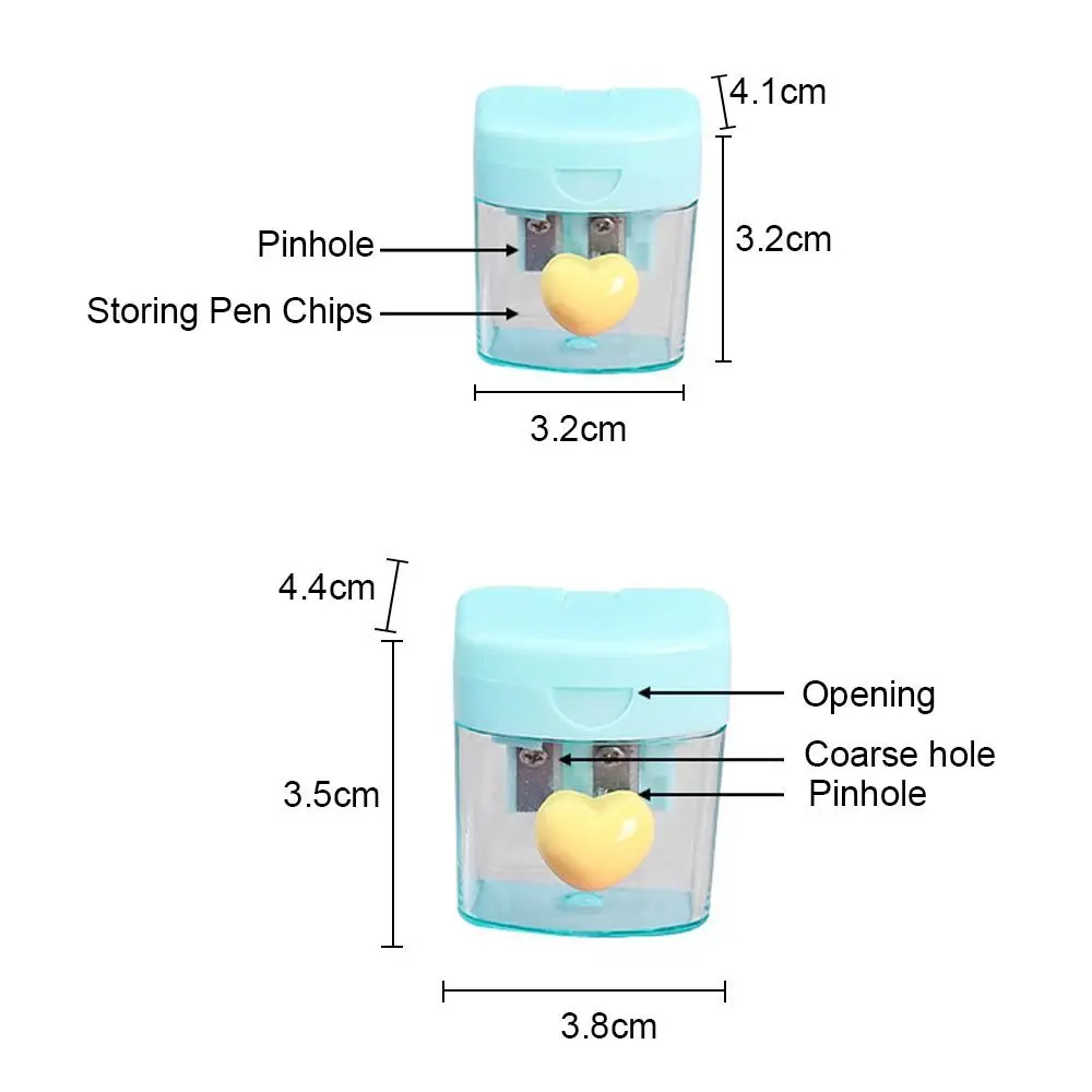 Desenhos animados simples ou duplo buraco lápis apontador, cortador ferramenta para estudante, papelaria, escola simples, material de escritório, alta qualidade