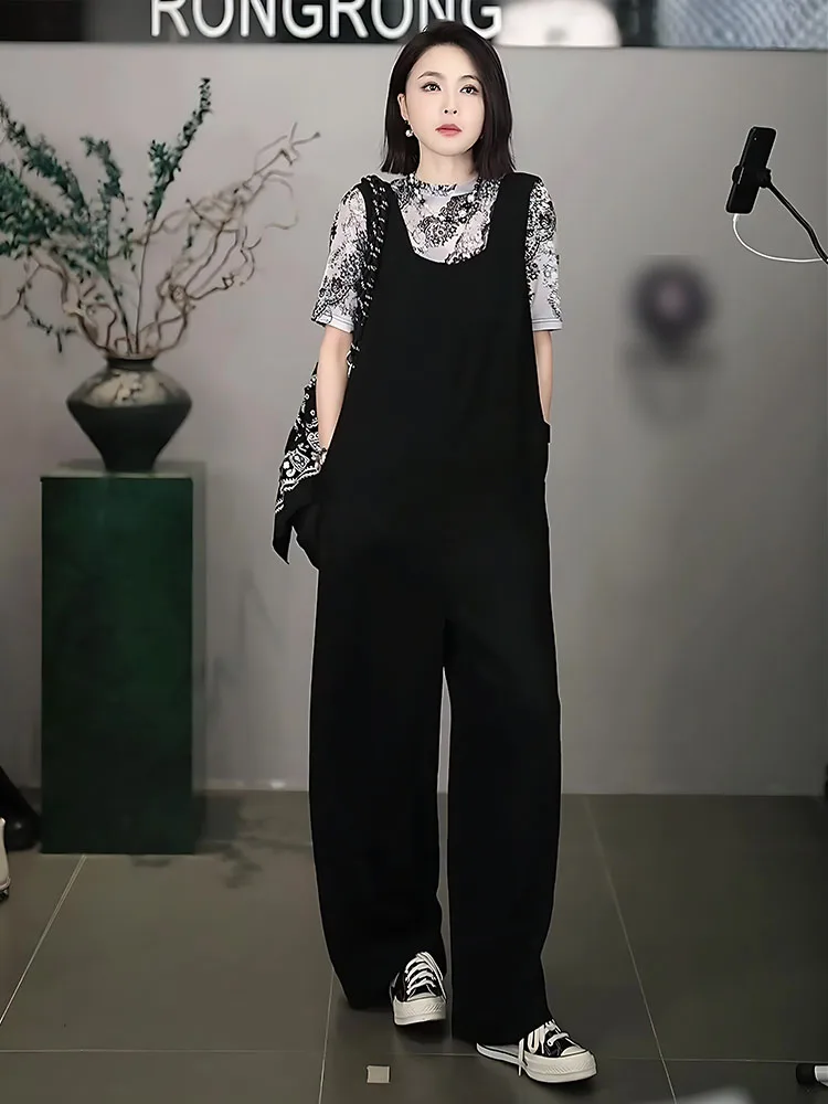 

Bla Strap Pants Women's Faionable Summer New Sle High Waist Long Pants Casual Korean Version Loose Fit All Body pes