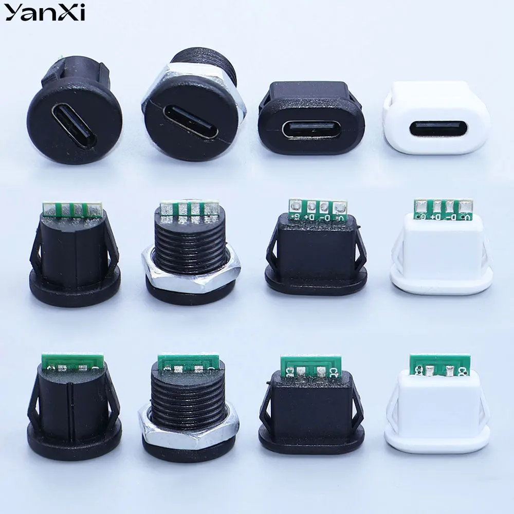 Type-C Female Socket 6 Pin Waterproof Connector USB-C Charger Interface Plug Charging Jack Welding Wire Port Power Socket