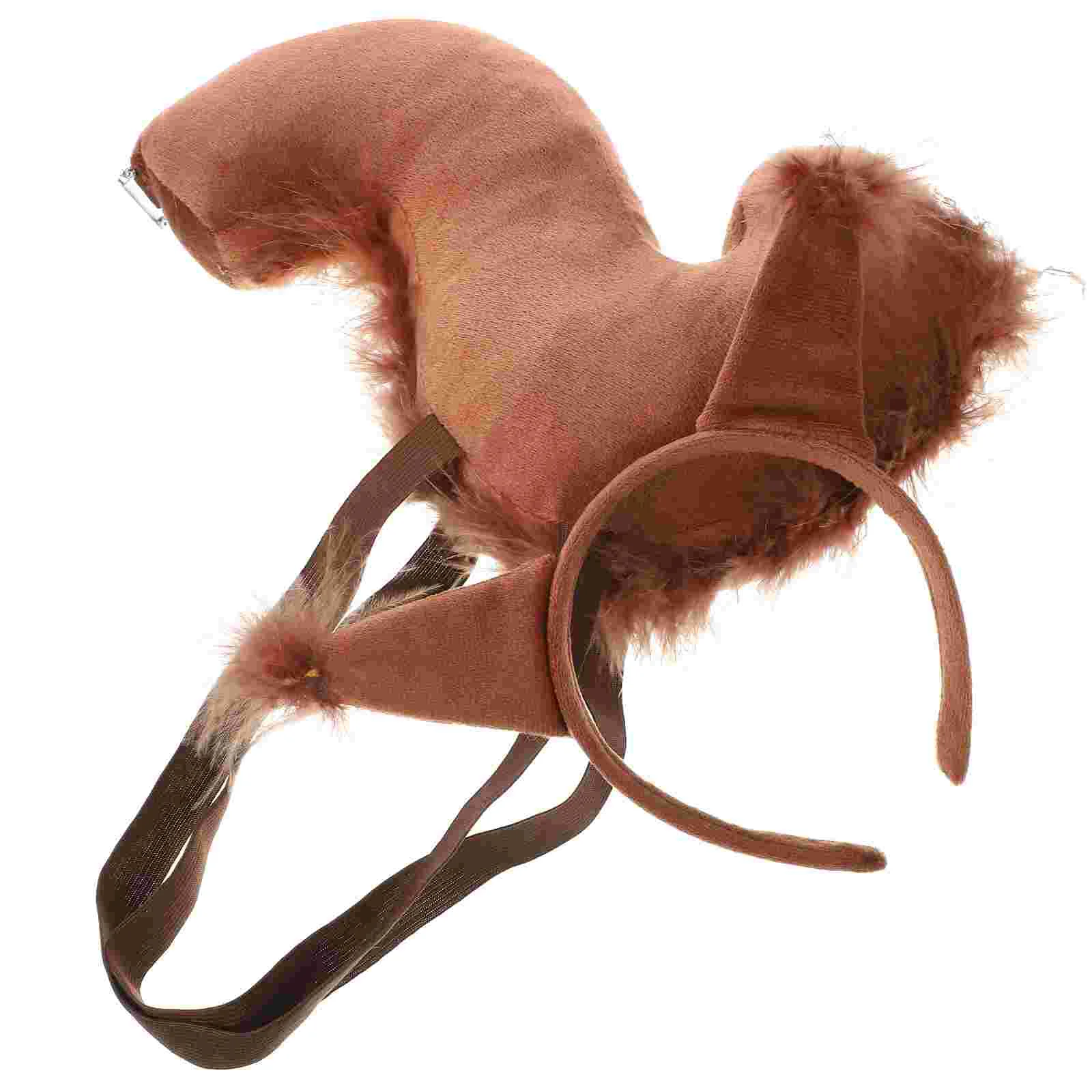 Squirrel Cosplay Props Headband Tail Stuffed Animal Ear Hairband Child Kids Costume Kits