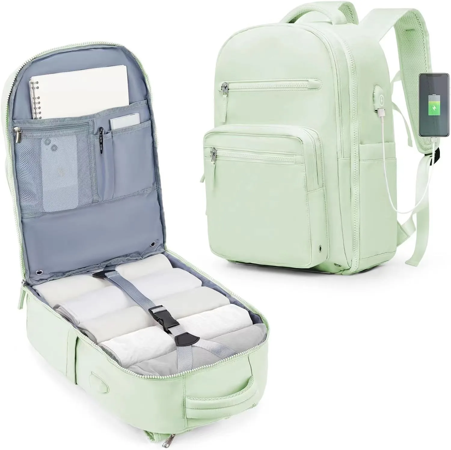 Women Travel backpack, Candy Color USB backpack, Large Capacity Boarding, Short Distance Business Trip Luggage Computer Mochila