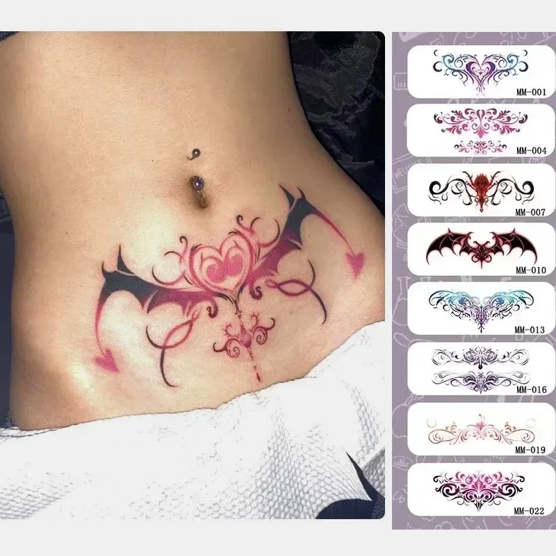 Juego de pegatinas de tatuaje a prueba de agua, tatuaje falso duradero para chica, tatuaje de útero sexual falso 3d para mujer, Abdomen temporal, 10