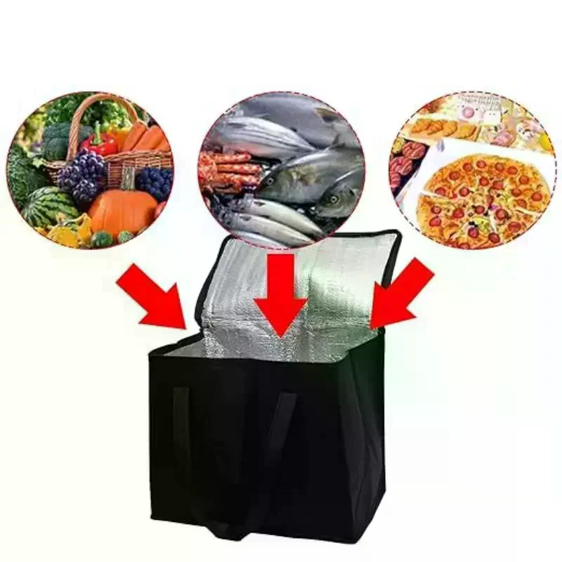 Large Insulated Food Bag: Reusable Foldable Hot Cold Meals Grocery Zipper Lightweight Picnic