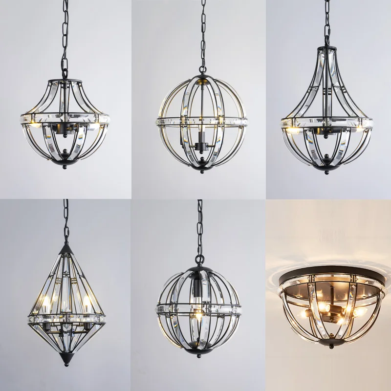Vintage Crystal Chandelier Dining Room Bedroom Study Bar Lamp Single Head Entryway Entry Interior Decoration Pendant Lamp
