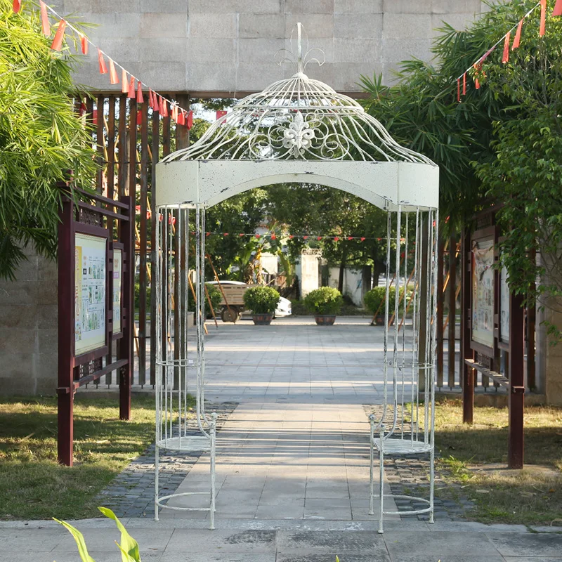 Outer single arch flower stand outdoor wrought iron bracket courtyard garden villa decoration arched seat rack climbing vine fra