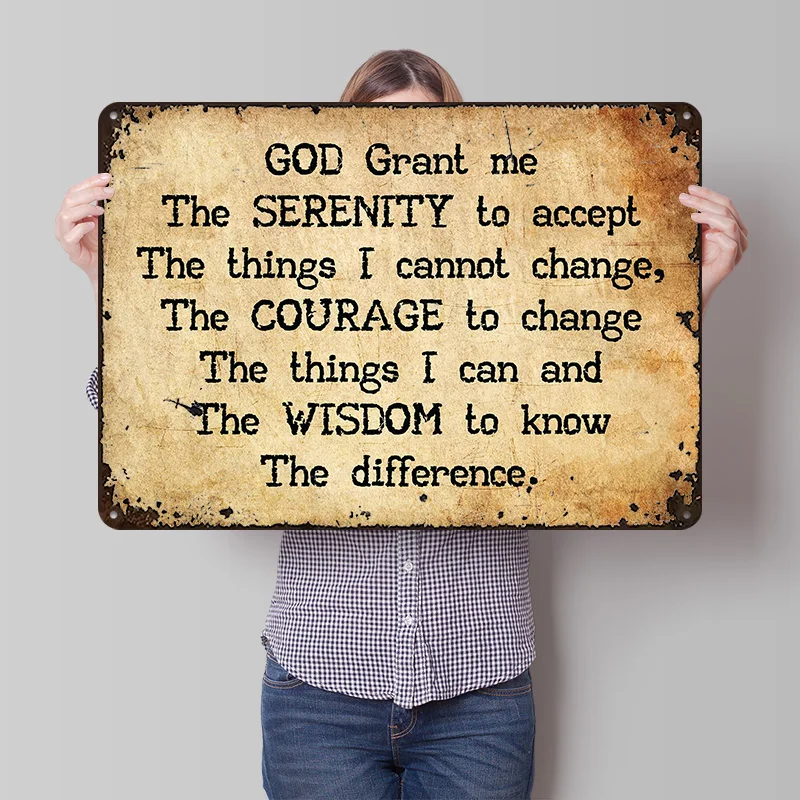 Serenity Prayer Tin Poster Customized Wall Art Retro Vintage Metal Signs for Fans Room Bedroom Decoration Aesthetic Custom Plate
