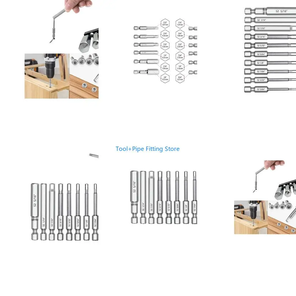 F92B 10Pcs Screwdriver Bits Strong Alloy Steel 5/64 3/32 7/64 1/8 9/64 5/32 3/16 7/32 1/4 5/16 10 in 1