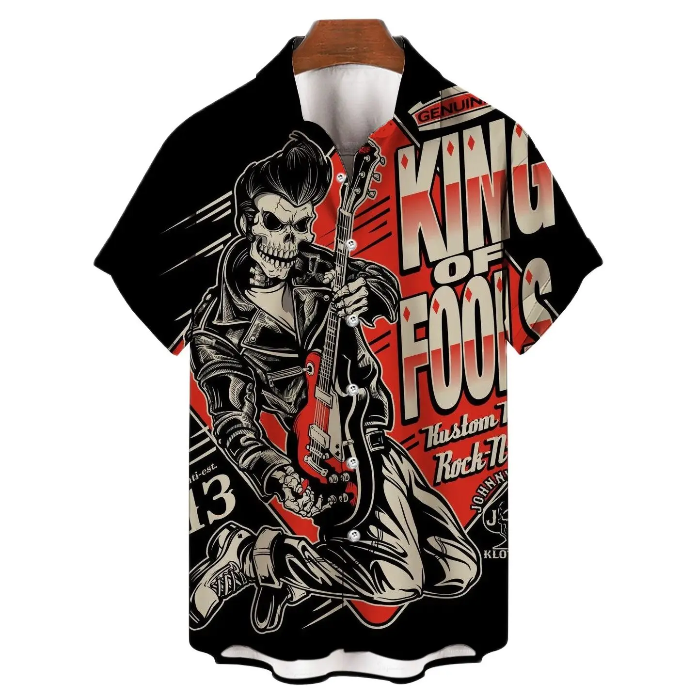 Shirts For Men 3d Vintage Horror Skull Rocker Print Gothic Rockabilly Hawaiian Shirt Short Sleeve Top Homme Harajuku Ropa Hombre