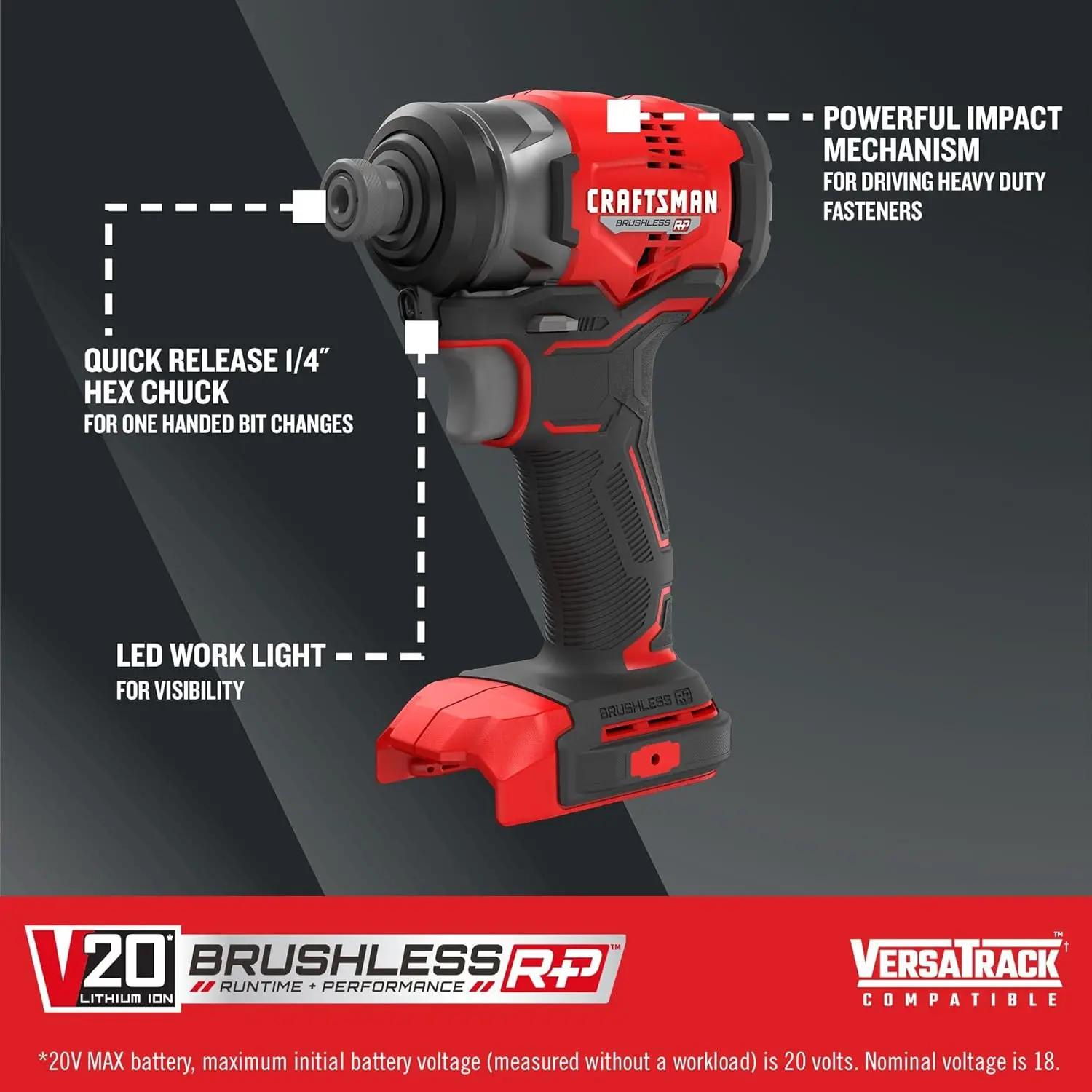 V20 Cordless Impact Driver, 1/4 inch, Bare Tool Only (CMCF813B)