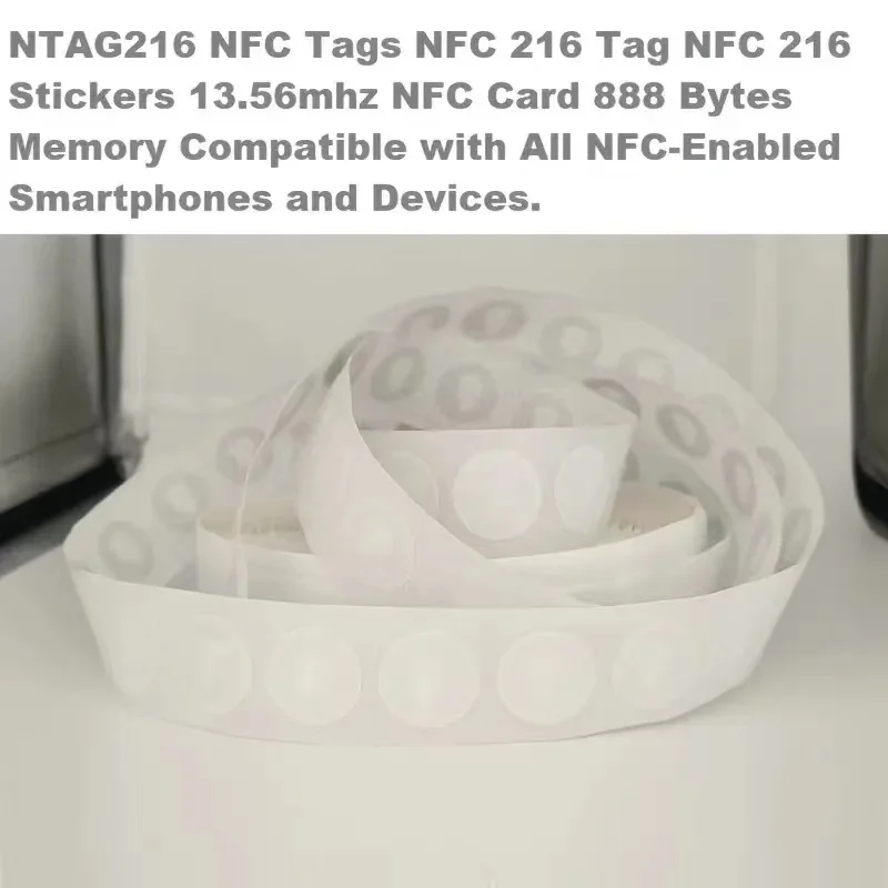 Imagem -04 - Auto-adesivo Nfc Tag Etiqueta Etiqueta Tag Emblema Token Patrol Ntag216 888 Bytes 1356 Mhz Iso14443a 30 Pcs 40 Pcs