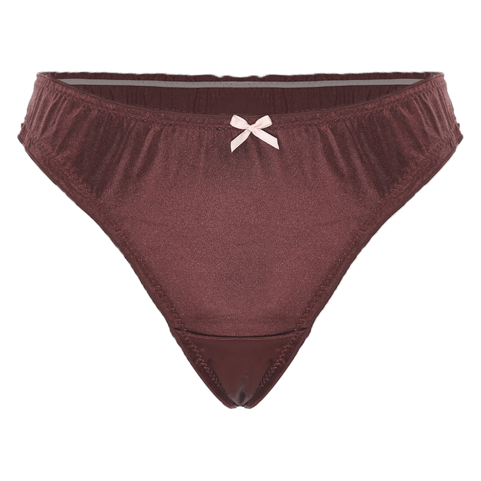 المرأة سيسي ساتيني T-الظهر ملخصات شريط مرن لطيف القوس تكدرت تقليم سراويل بيكيني سيور ملابس نوم يومية هدايا المناسبات