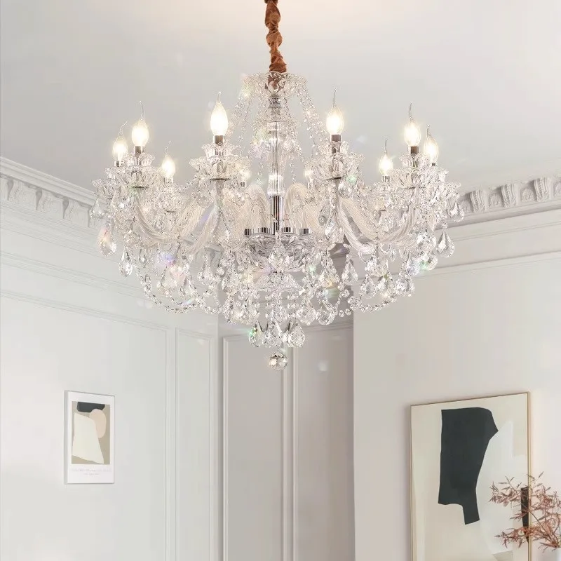 French light luxury crystal chandelier, European palace style living room main lamp, high-end luxury dining room lamp