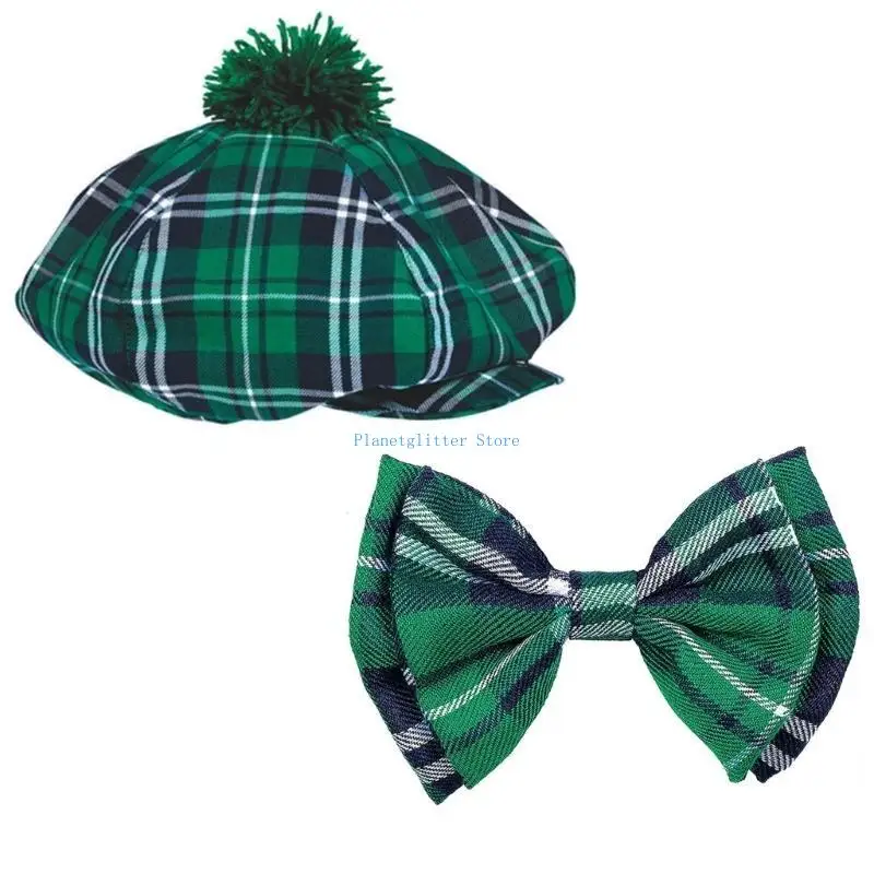 

652B Plaids Painter Hat for St. Patricks Day Party Decor Festive Props for Stage Shows Headpiece Painter Hat