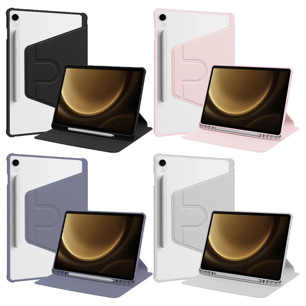 Rotation Stand Tablet Case For Samsung Galaxy Tab S9 FE S10 FE S7 S8 S9 S10 Plus Cover Hard Acrylic Clear Shockproof Cases Funda