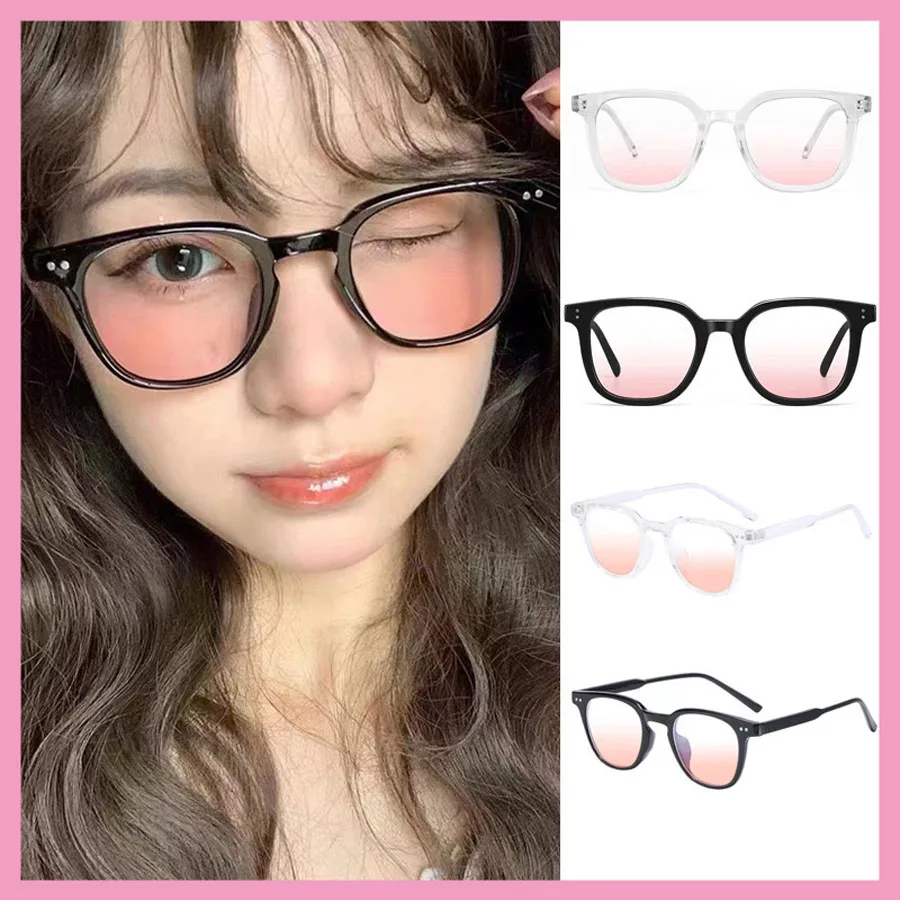 Modische Kleine Runde Unisex Damen Puder-Rouge Farbverlauf Rosa Gläser Klassische Metall-Dekoration Outdoor-Brille für Frauen und Männer – Detail 1